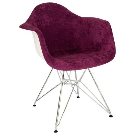 KD AMERICANA 31 x 24.25 x 25 in. Willow Velvet Eiffel Metal Base Accent Chair, Purple KD3042507